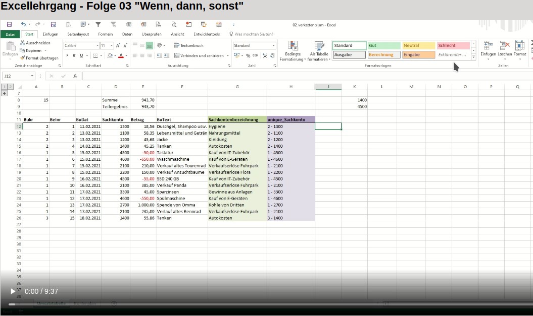 Video zu Excel mit Wenn-Dann-Sonst